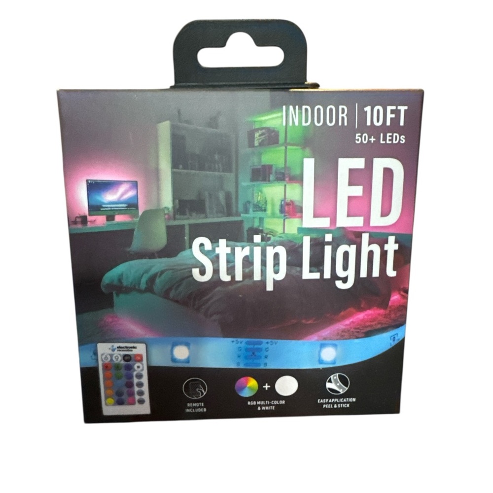 LED Strip Light‎ Indoor 10FT 50+LEDS Remote Included Peel & Stick